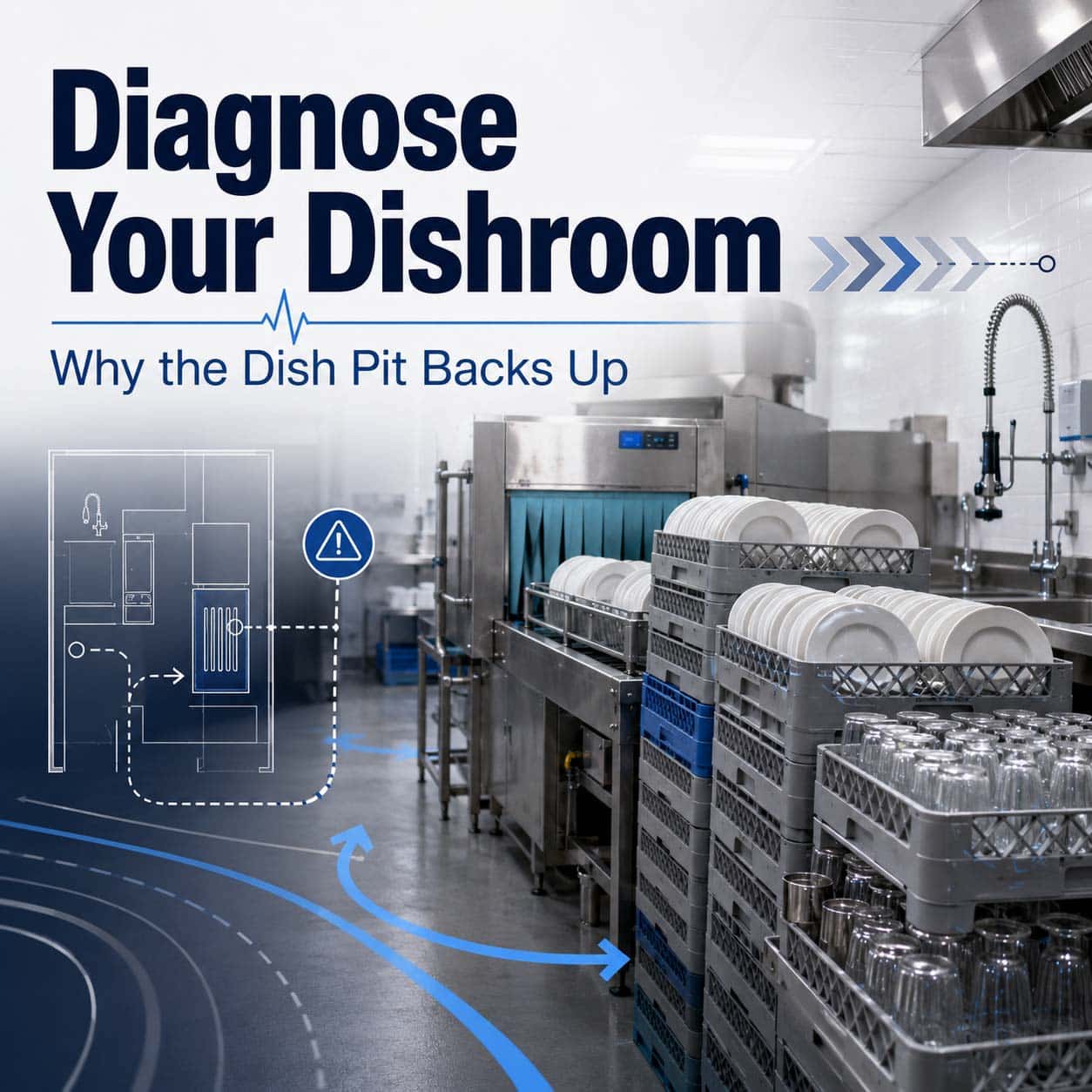 Diagnose your dishroom: why the dish pit backs up — article cover graphic